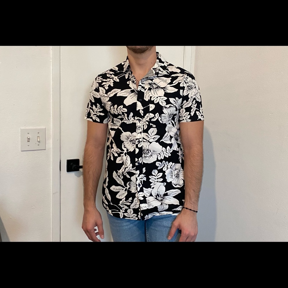 Floral Black and White Shirt